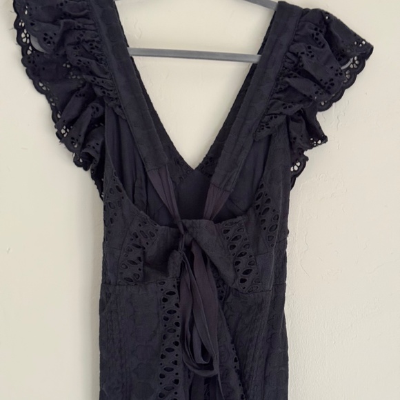 Free People Mikayla Navy Eyelet Ruffle Open-Back Jumpsuit | Size S - Picture 8 of 12